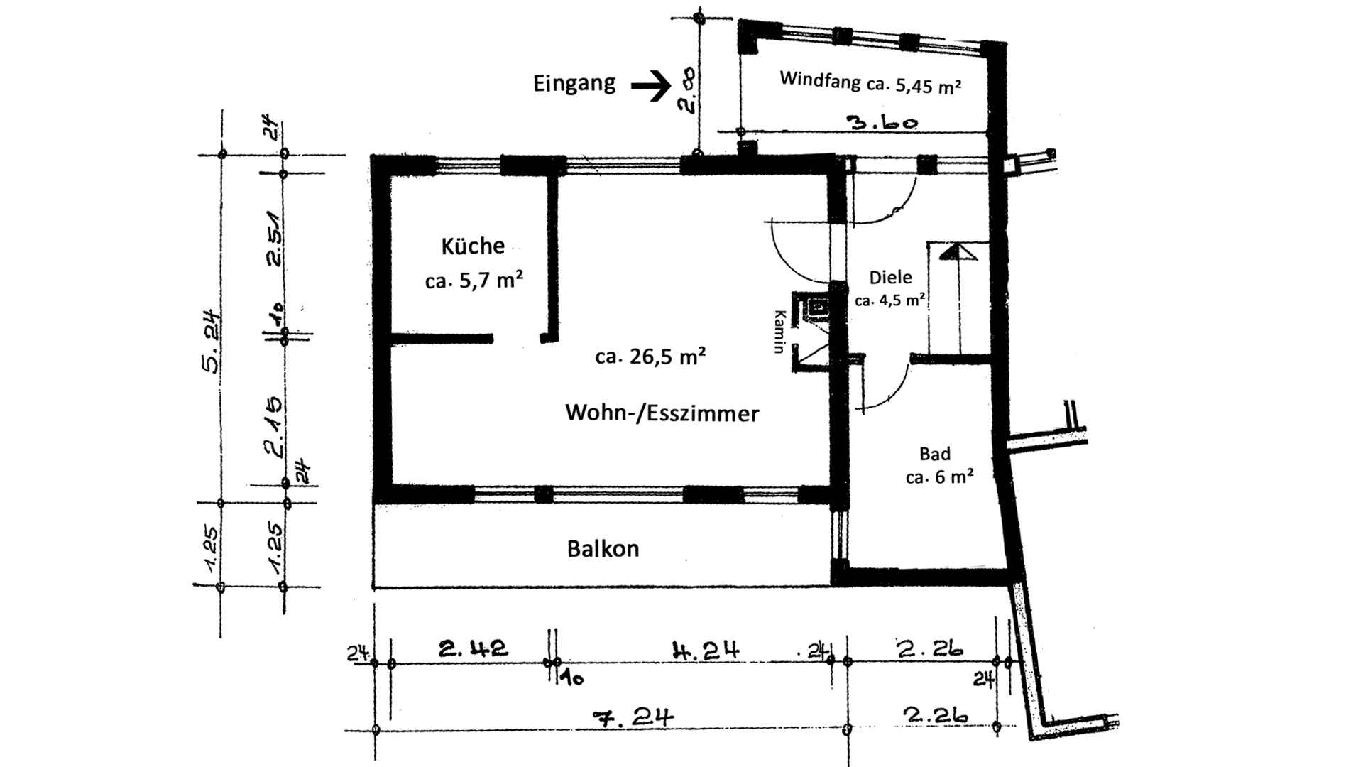 Morsbach: Kleines, preiswertes Wohnhaus mit herrlichem Blick, Grundriss - Erdgeschoss