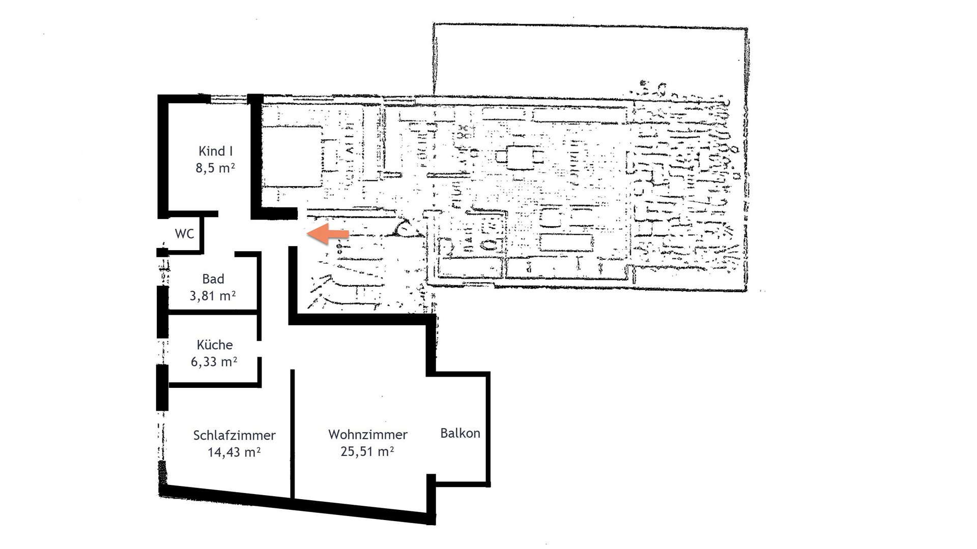 Köln-Porz: Gepflegte 3-Zimmer-Wohnung mit Balkon, Keller und Tiefgaragenstellplatz , Grundriss