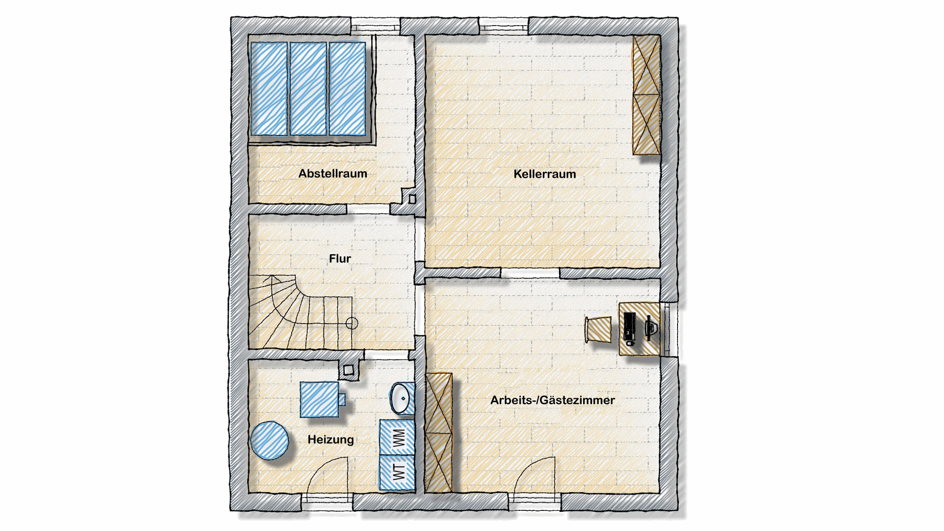 Reichshof-Nosbach: Wohlfühlhaus mit PV-Anlage, Stromspeicher und Wallbox, Grundriss - Untergeschoss