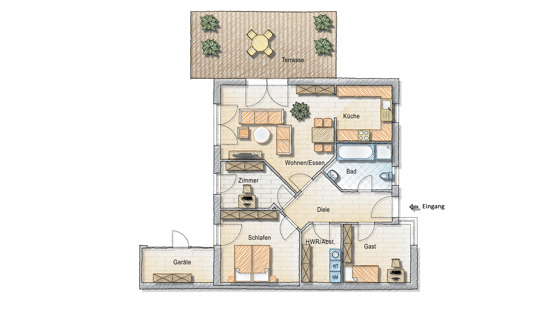 Morsbach-Seifen: Neuwertiger Bungalow mit Fernblick ins Grüne, Grundriss