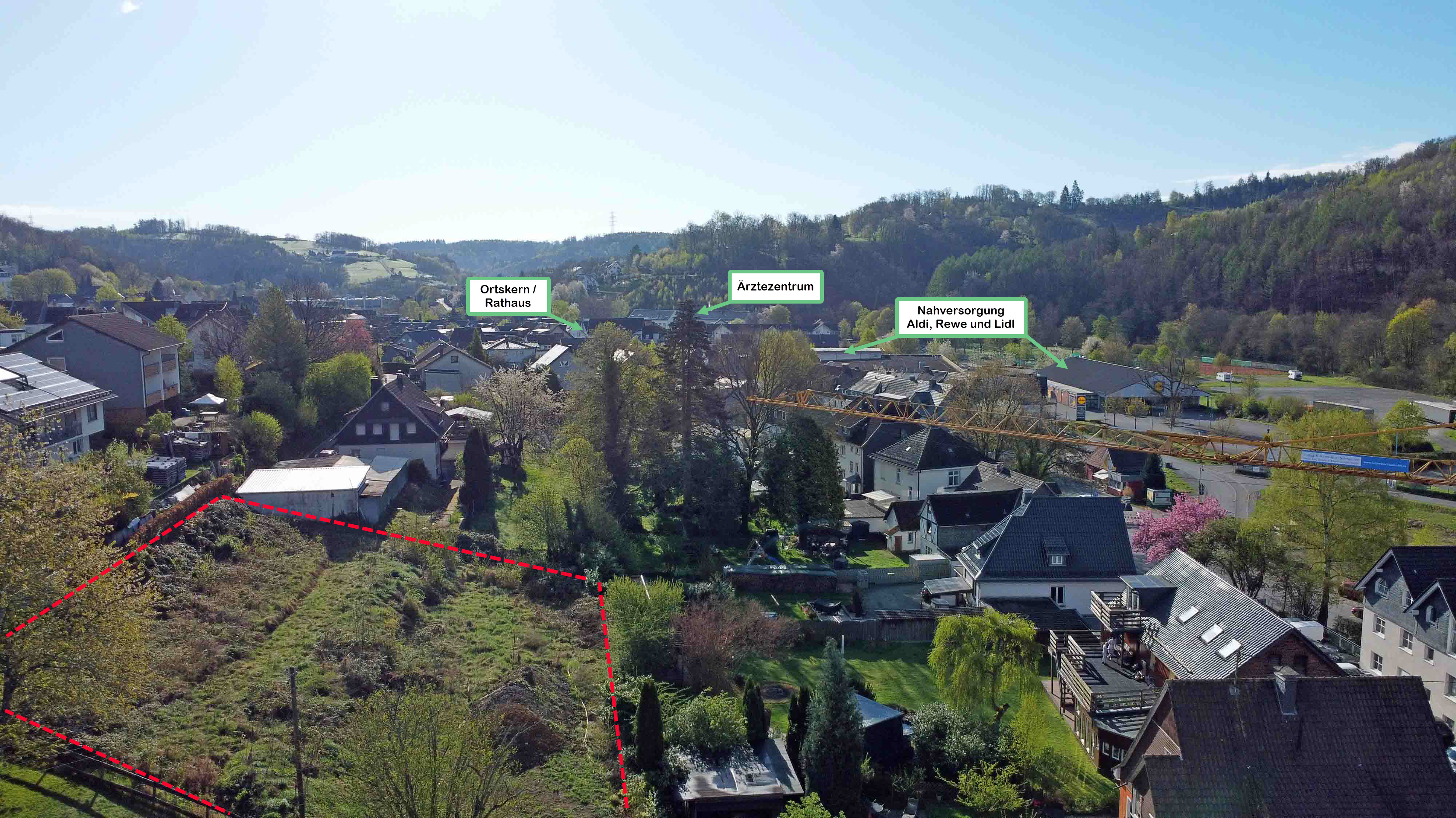 Morsbach: 1.553 m² großes Baugrundstück in bester Wohnlage, alles zu Fuß in wenigen Minuten erreichbar