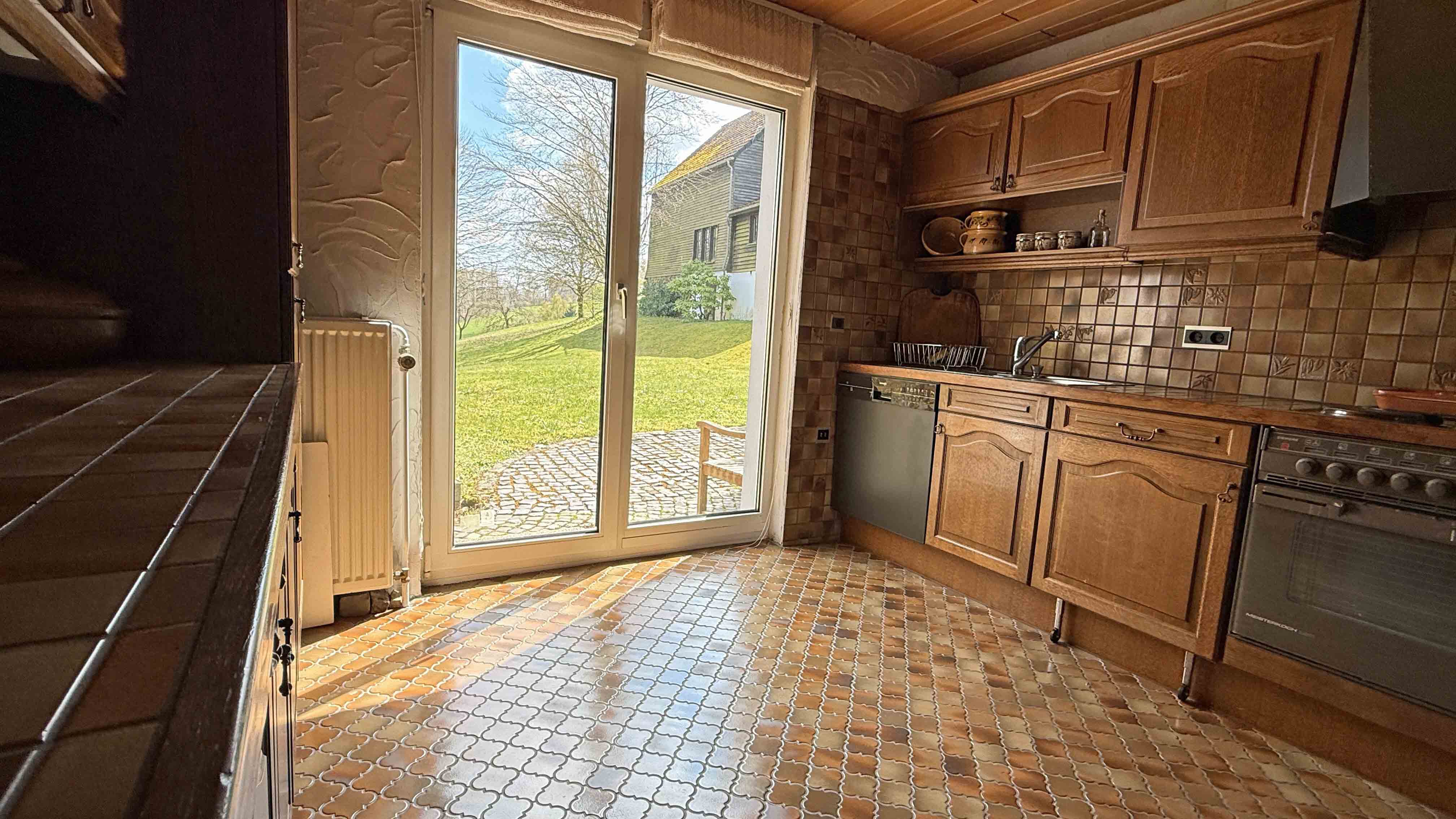 Kirchen-Äpfelbach: Landhaus in malerischer Landschaft, ...Ausgang zum Garten / Terrasse