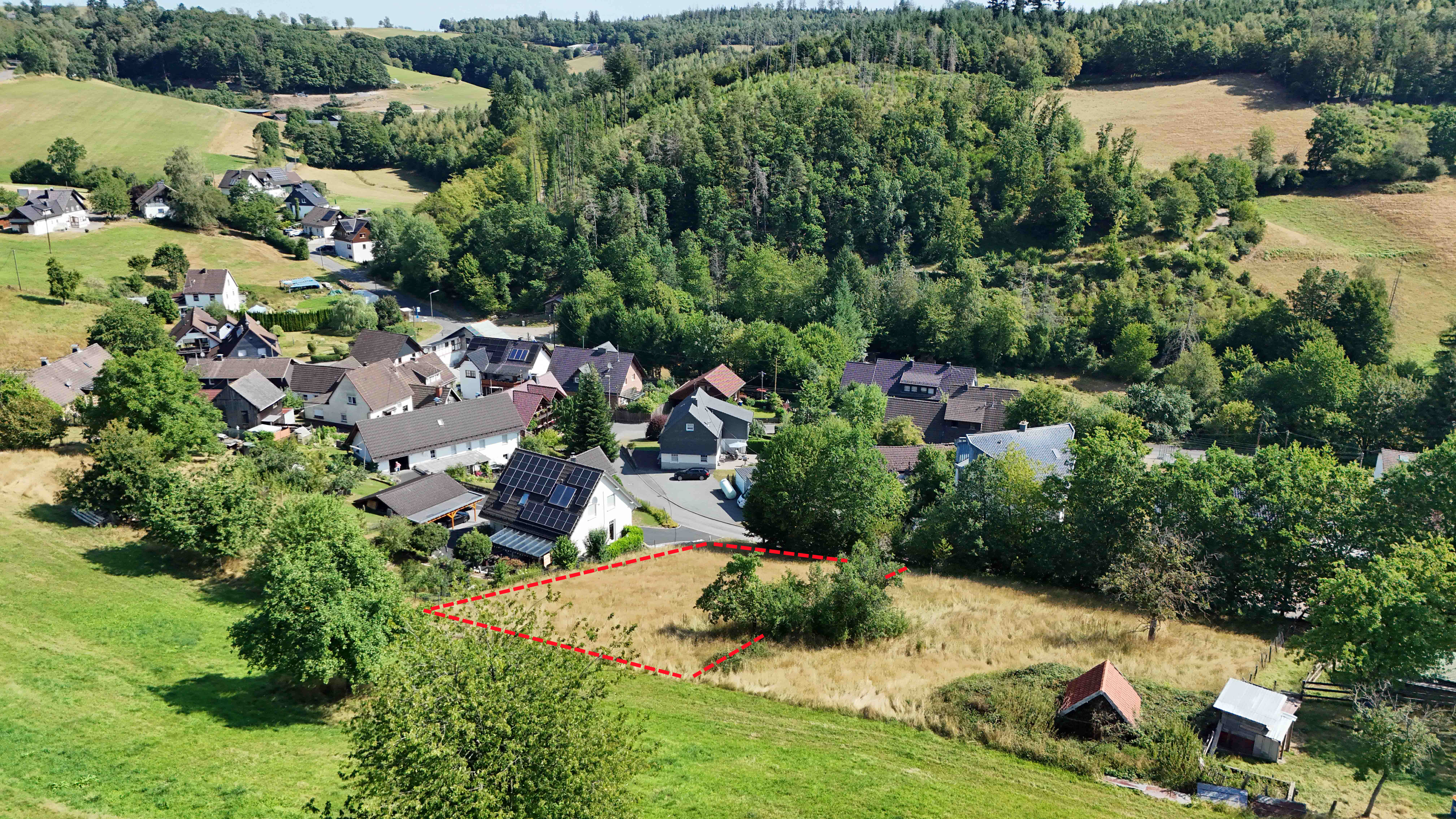 Morsbach-Oberwarnsbach: Baugrundstück 1.133 m² ruhig und idyllisch gelegen, herrliche Lage am Ortsrand von Oberwarnsbach